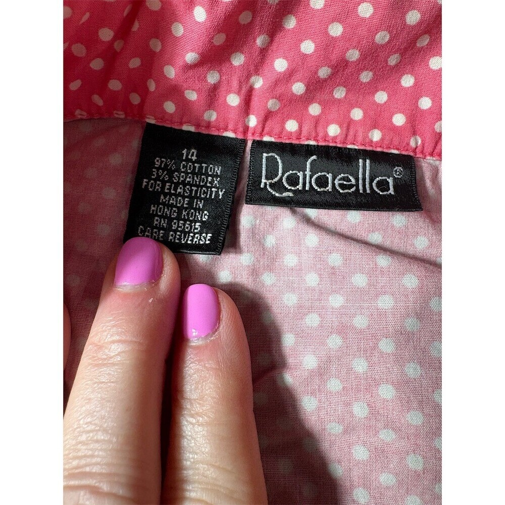 Rafaella Womens  Size 14 Pink & White Polka Dot Tie Waist Coquette Dainty - Picture 8 of 9